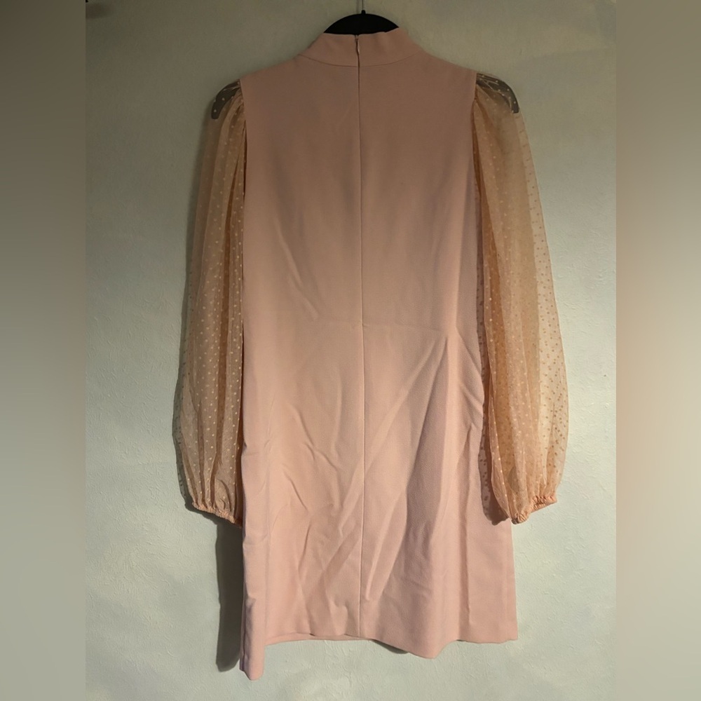 Bow Neck Long Sleeve Shift Dress - Picture 6 of 7